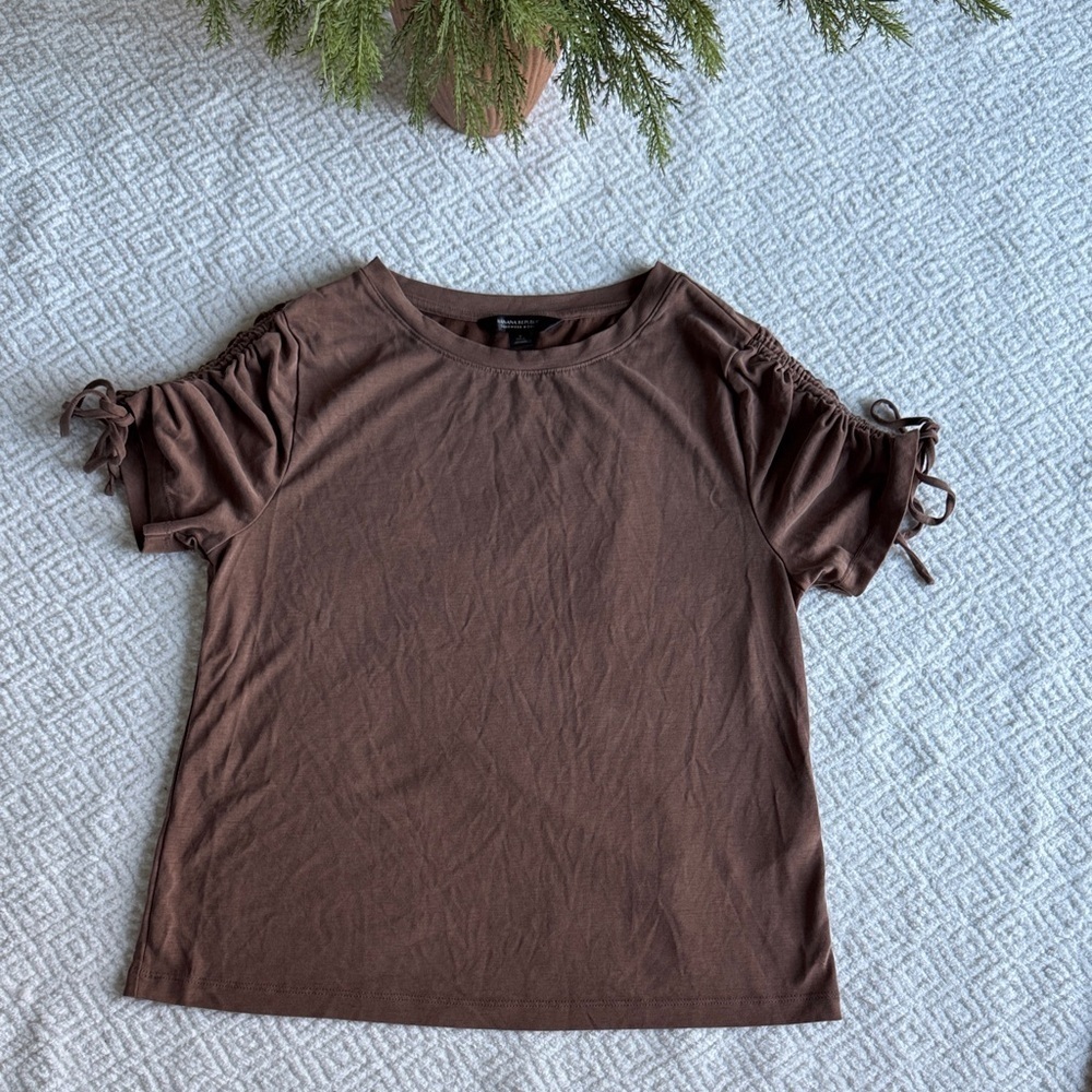 Banana Republic Sandwash Modal Brown Short Sleeve Top Sz S